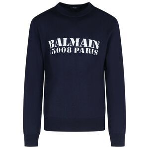 Balmain Navy Merino Wool Sweater Men